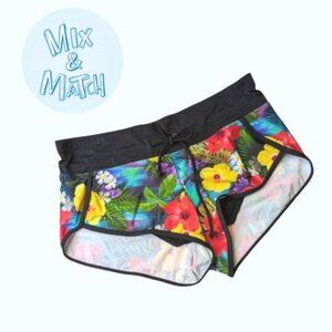 Sporty Tropical Floral Swim Shorts - Black Trim Size 8 Quintsoul